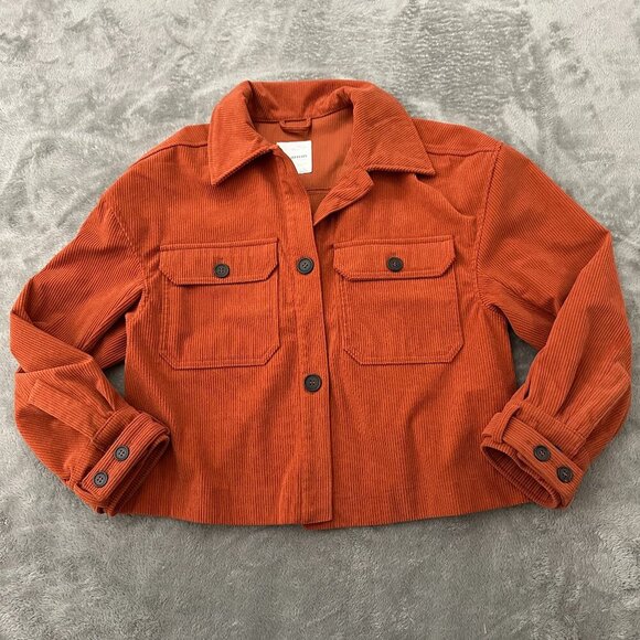 Avec Les Filles Jackets & Blazers - Avec Les Filles Orange Corduroy Shacket Shirt Jacket Women's MEDIUM
